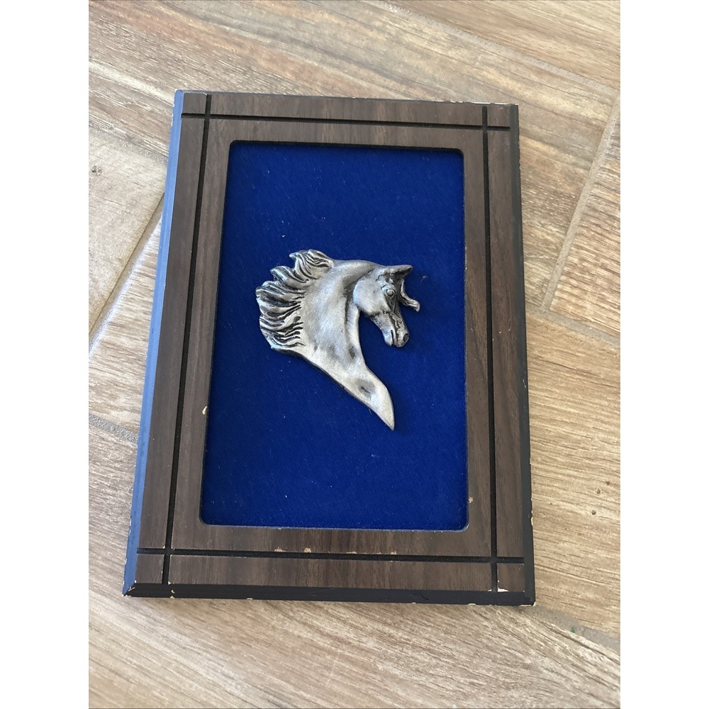 Vtg‎ Horse Head Mustang Western Metal Silver 3D Sculpture Wall Art